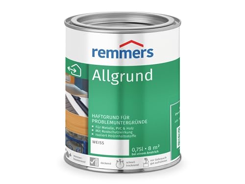 Remmers Allgrund weiß, 0,75 Liter, Haftgrund für Metall, Kunststoff, Holz, mit Rostschutz und Isoliergrund, innen und außen, Made in Germany von Remmers