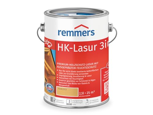 Remmers HK-Lasur 3in1 hemlock, 2,5 Liter, Holzlasur aussen, 3facher Holzschutz mit Imprägnierung + Grundierung + Lasur, Feuchtigkeit- und UV-Schutz von Remmers