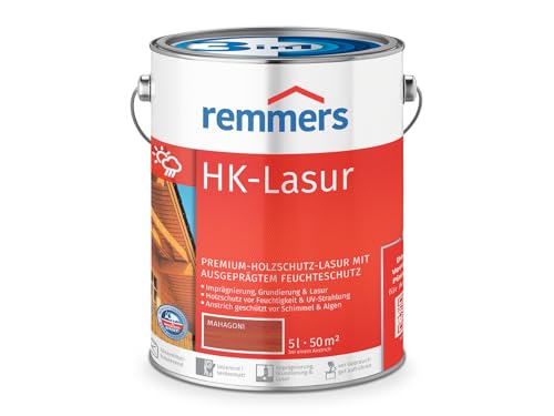 Remmers HK-Lasur 3in1 mahagoni, 5 Liter, Holzlasur aussen, 3facher Holzschutz mit Imprägnierung + Grundierung + Lasur, Feuchtigkeit- und UV-Schutz von Remmers
