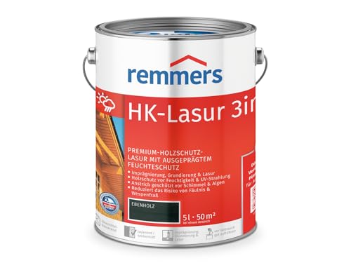 Remmers HK-Lasur 3in1 teak, 5 Liter, Holzlasur aussen, 3facher Holzschutz mit Imprägnierung + Grundierung + Lasur, Feuchtigkeit- und UV-Schutz von Remmers