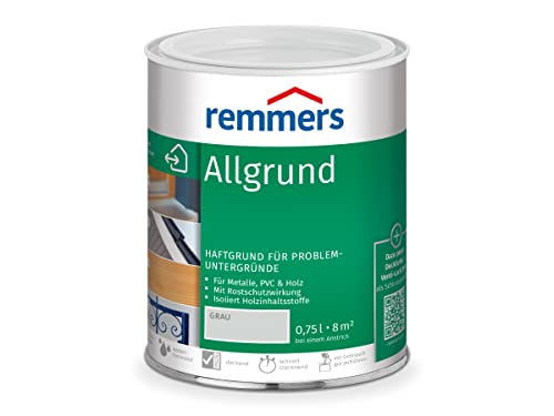 Remmers Allgrund grau, 0,75 Liter, Haftgrund für Metall, Kunststoff, Holz, mit Rostschutz und Isoliergrund, innen und außen, Made in Germany von Remmers