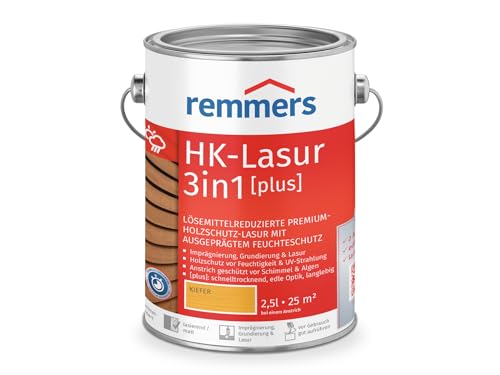 Remmers HK-Lasur 3in1 [plus] kiefer, matt, 2,5 Liter, Holzlasur, Premium Holzlasur außen, 3fach Holzschutz mit Imprägnierung + Grundierung + Lasur von Remmers