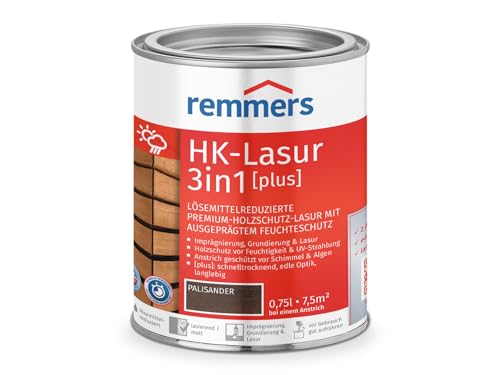 Remmers HK-Lasur 3in1 [plus] palisander, matt, 0,75 Liter, Holzlasur, Premium Holzlasur außen, 3fach Holzschutz mit Imprägnierung + Grundierung + Lasur von Remmers