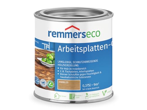 Remmers Arbeitsplatten-Öl [eco] farblos, 0,375 Liter, Arbeitsplattenöl für wasserbelastete Küchenutensilien, Arbeitsplatten, Tische und Möbel von Remmers