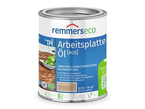 Remmers Arbeitsplatten-Öl [eco] natureffekt, 0,75 Liter, Arbeitsplattenöl für wasserbelastete Küchenutensilien, Arbeitsplatten, Tische und Möbel von Remmers