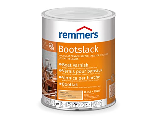 Remmers Bootslack farblos, 0,75 Liter, Boots Lack hochglänzend, Klarlack, auch für Holzmöbel, Fest- und Bierzeltgarnituren geeignet, inklusive Grundierung von Remmers