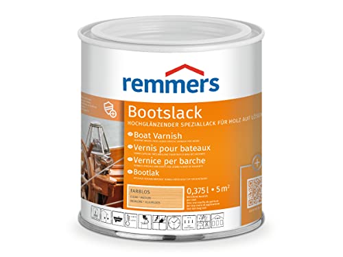 Remmers Bootslack farblos, 0,375 Liter, Boots Lack hochglänzend, Klarlack, auch für Holzmöbel, Fest- und Bierzeltgarnituren geeignet, inklusive Grundierung von Remmers