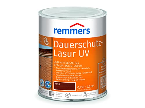 Remmers Dauerschutz-Lasur UV teak, 0,75 Liter, Dekorative Medium-Solid-Lasur für Außen, auch für helle Farbtöne und farblos UV+, wetterbeständig Remmers Dauerschutz-Lasur UV teak, 0,75 Liter, Dekorative Medium-Solid-Lasur für Außen, auch für helle Farbtöne und farblos UV+, wetterbeständig von Remmers