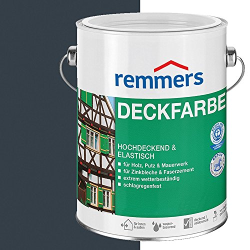 Remmers Deckfarbe anthrazitgrau (RAL 7016), 10 Liter, Deckfarbe für innen und außen, Wetterschutzfarbe viele Untergründe, hochdeckend, wetterfest von Remmers