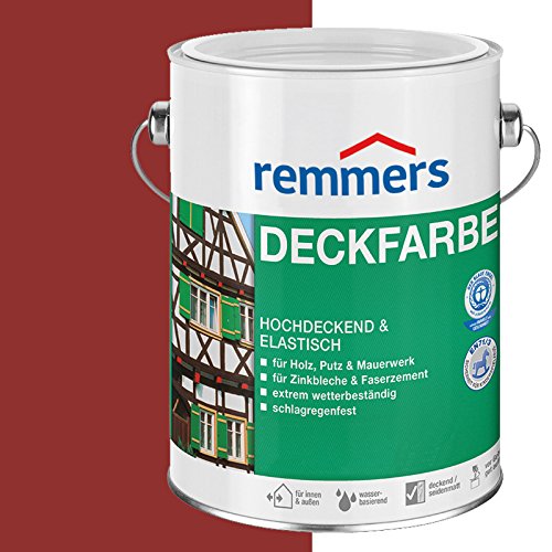 Remmers Deckfarbe skandinavisch rot, 2,5 Liter, Deckfarbe für innen und außen, Wetterschutzfarbe viele Untergründe, hochdeckend, wetterfest von Remmers