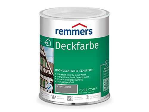 Remmers Deckfarbe dunkelgrau, 0,75 Liter, Deckfarbe für innen und außen, Wetterschutzfarbe viele Untergründe, hochdeckend, wetterfest Remmers Deckfarbe dunkelgrau, 0,75 Liter, Deckfarbe für innen und außen, Wetterschutzfarbe viele Untergründe, hochdeckend, wetterfest von Remmers