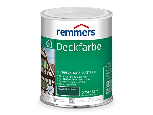 Remmers Deckfarbe flaschengrün, 0,75 Liter, Deckfarbe für innen und außen, Wetterschutzfarbe viele Untergründe, hochdeckend, wetterfest Remmers Deckfarbe flaschengrün, 0,75 Liter, Deckfarbe für innen und außen, Wetterschutzfarbe viele Untergründe, hochdeckend, wetterfest von Remmers