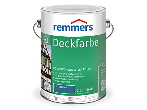 Remmers Deckfarbe friesenblau, 2,5 Liter, Deckfarbe für innen und außen, Wetterschutzfarbe viele Untergründe, hochdeckend, wetterfest von Remmers