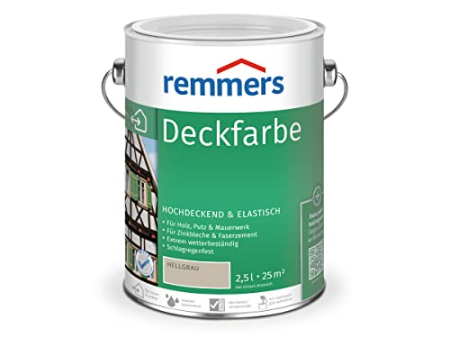Remmers Deckfarbe hellgrau, 2,5 Liter, Deckfarbe für innen und außen, Wetterschutzfarbe viele Untergründe, hochdeckend, wetterfest Remmers Deckfarbe hellgrau, 2,5 Liter, Deckfarbe für innen und außen, Wetterschutzfarbe viele Untergründe, hochdeckend, wetterfest von Remmers
