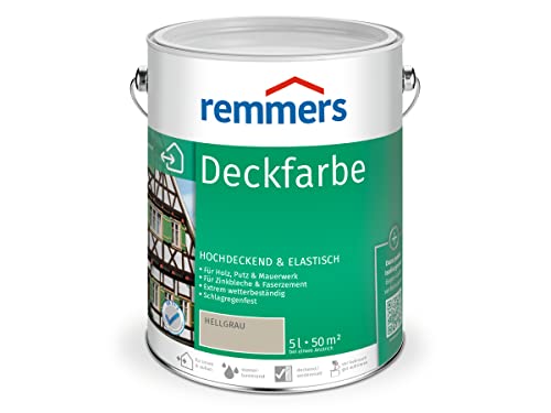 Remmers Deckfarbe hellgrau, 5 Liter, Deckfarbe für innen und außen, Wetterschutzfarbe viele Untergründe, hochdeckend, wetterfest Remmers Deckfarbe hellgrau, 5 Liter, Deckfarbe für innen und außen, Wetterschutzfarbe viele Untergründe, hochdeckend, wetterfest von Remmers