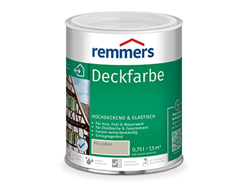 Remmers Deckfarbe hellgrau, 0,75 Liter, Deckfarbe für innen und außen, Wetterschutzfarbe viele Untergründe, hochdeckend, wetterfest Remmers Deckfarbe hellgrau, 0,75 Liter, Deckfarbe für innen und außen, Wetterschutzfarbe viele Untergründe, hochdeckend, wetterfest von Remmers