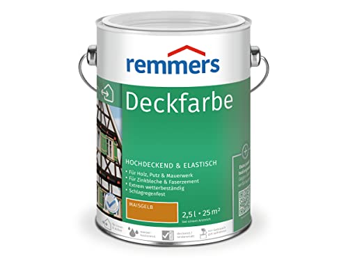 Remmers Deckfarbe maisgelb, 2,5 Liter, Deckfarbe für innen und außen, Wetterschutzfarbe viele Untergründe, hochdeckend, wetterfest Remmers Deckfarbe maisgelb, 2,5 Liter, Deckfarbe für innen und außen, Wetterschutzfarbe viele Untergründe, hochdeckend, wetterfest von Remmers