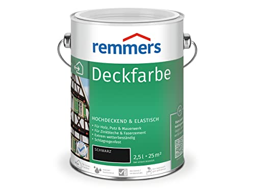 Remmers Deckfarbe schwarz, 2,5 Liter, Deckfarbe für innen und außen, Wetterschutzfarbe viele Untergründe, hochdeckend, wetterfest Remmers Deckfarbe schwarz, 2,5 Liter, Deckfarbe für innen und außen, Wetterschutzfarbe viele Untergründe, hochdeckend, wetterfest von Remmers