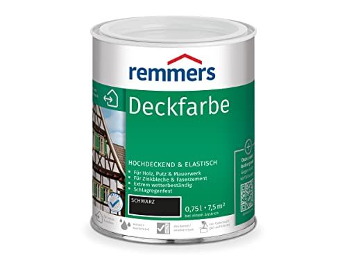 Remmers Deckfarbe schwarz, 0,75 Liter, Deckfarbe für innen und außen, Wetterschutzfarbe viele Untergründe, hochdeckend, wetterfest Remmers Deckfarbe schwarz, 0,75 Liter, Deckfarbe für innen und außen, Wetterschutzfarbe viele Untergründe, hochdeckend, wetterfest von Remmers