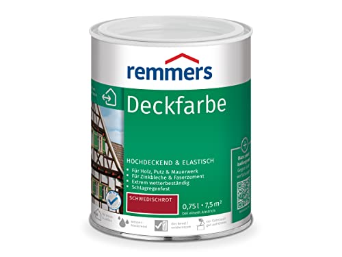 Remmers Deckfarbe schwedischrot, 0,75 Liter, Deckfarbe für innen und außen, Wetterschutzfarbe viele Untergründe, hochdeckend, wetterfest Remmers Deckfarbe schwedischrot, 0,75 Liter, Deckfarbe für innen und außen, Wetterschutzfarbe viele Untergründe, hochdeckend, wetterfest von Remmers