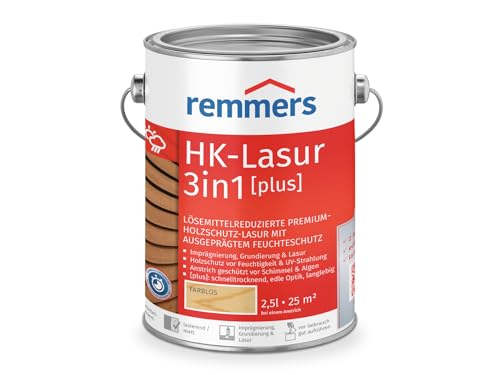 Remmers HK-Lasur 3in1 [plus] farblos, matt, 2,5 Liter, Lösemittelreduzierte Premium-Holzschutz-Lasur für außen, 3in1, schnelltrocknend, langlebig von Remmers