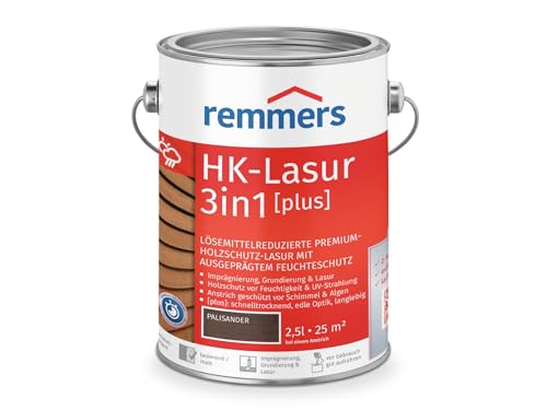 Remmers HK-Lasur 3in1 [plus] palisander, matt, 2,5 Liter, Lösemittelreduzierte Premium-Holzschutz-Lasur für außen, 3in1, schnelltrocknend, langlebig von Remmers