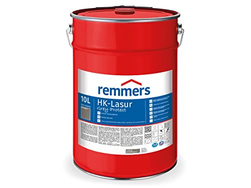 Remmers HK-Lasur Grey-Protect graphitgrau, 10 Liter, Holzlasur für Vergrauung außen, 3 Holzschutz Produkte in einem, Feuchtigkeit- und UV-Schutz von Remmers