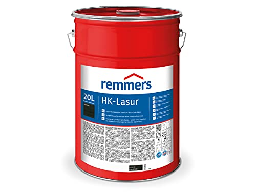 Remmers HK-Lasur ebenholz, 20 Liter, Holzlasur aussen, 3facher Holzschutz mit Imprägnierung + Grundierung + Lasur, Feuchtigkeit- und UV-Schutz von Remmers