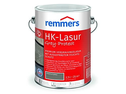 Remmers HK-Lasur 3in1 Grey-Protect graphitgrau, 2,5 Liter, Holzlasur aussen, 3n1: Imprägnierung, Grundierung & Lasur, Holzschutz vor Feuchtigkeit & UV-Strahlung Remmers HK-Lasur 3in1 Grey-Protect graphitgrau, 2,5 Liter, Holzlasur aussen, 3n1: Imprägnierung, Grundierung & Lasur, Holzschutz vor Feuchtigkeit & UV-Strahlung von Remmers