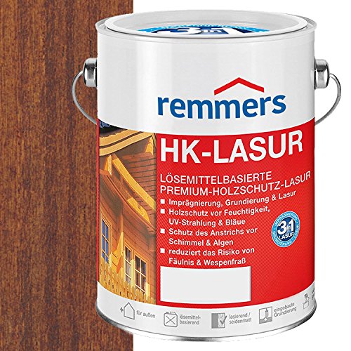 Remmers HK-Lasur kastanie, 5 Liter, Holzlasur aussen, 3facher Holzschutz mit Imprägnierung + Grundierung + Lasur, Feuchtigkeit- und UV-Schutz von Remmers