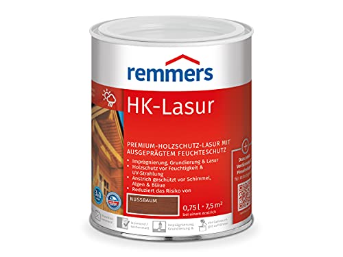 Remmers HK-Lasur 3in1 nussbaum, 0,75 Liter, Holzlasur aussen, 3n1: Imprägnierung, Grundierung & Lasur, Holzschutz vor Feuchtigkeit & UV-Strahlung von Remmers