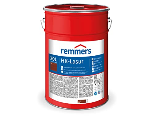 Remmers HK-Lasur teak, 20 Liter, Holzlasur aussen, 3facher Holzschutz mit Imprägnierung + Grundierung + Lasur, Feuchtigkeit- und UV-Schutz von Remmers