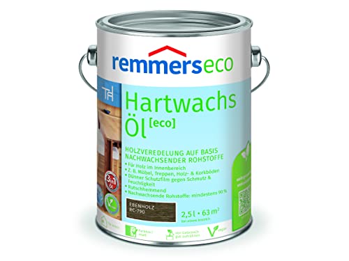 Remmers Hartwachs-Öl [eco] ebenholz, 2,5 Liter, Hartwachsöl für innen, natürliche Basis, Beize, Öl und Versiegelung in einem, nachhaltig, vegan von Remmers