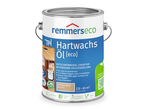 Remmers Hartwachs-Öl [eco] intensiv-weiß, 2,5 Liter, Hartwachsöl für innen, natürliche Basis, Beize, Öl und Versiegelung in einem, nachhaltig, vegan von Remmers