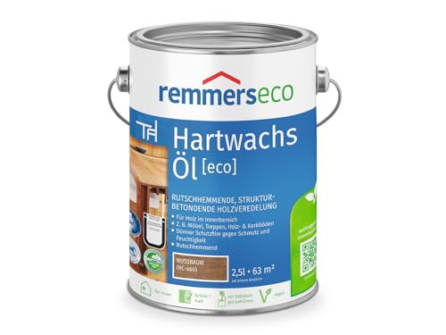 Remmers Hartwachs-Öl [eco] nussbaum, 2,5 Liter, Hartwachsöl für innen, natürliche Basis, Beize, Öl und Versiegelung in einem, nachhaltig, vegan von Remmers