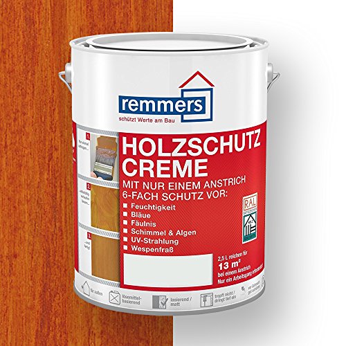 Remmers Holzschutz-Creme 3in1 mahagoni, 0,75 Liter, tropffreie Holzlasur für aussen, 3facher Holzschutz mit Imprägnierung + Grundierung + Lasur von Remmers