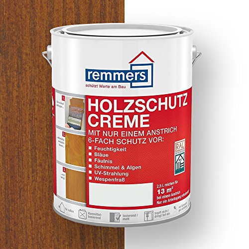 Remmers Holzschutz-Creme 3in1 nussbaum, 0,75 Liter, tropffreie Holzlasur für aussen, 3facher Holzschutz mit Imprägnierung + Grundierung + Lasur von Remmers