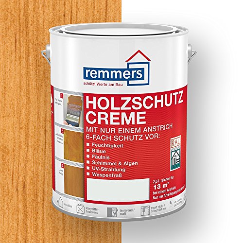 Remmers Holzschutz-Creme 3in1 pinie/lärche, 0,75 Liter, tropffreie Holzlasur für aussen, 3facher Holzschutz mit Imprägnierung + Grundierung + Lasur von Remmers