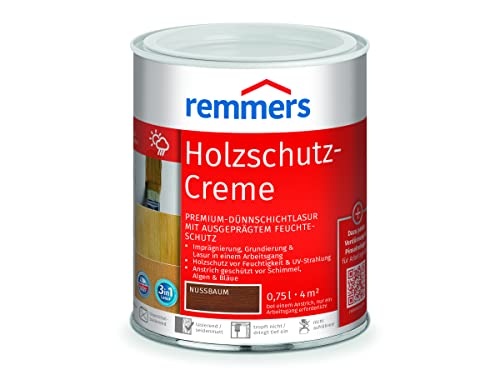 Remmers Holzschutz-Creme 3in1 nussbaum, 0,75 Liter, tropffreie Holzlasur für aussen, 3in1: Imprägnierung, Grundierung & Lasur in EINEM Arbeitsgang Remmers Holzschutz-Creme 3in1 nussbaum, 0,75 Liter, tropffreie Holzlasur für aussen, 3in1: Imprägnierung, Grundierung & Lasur in EINEM Arbeitsgang von Remmers