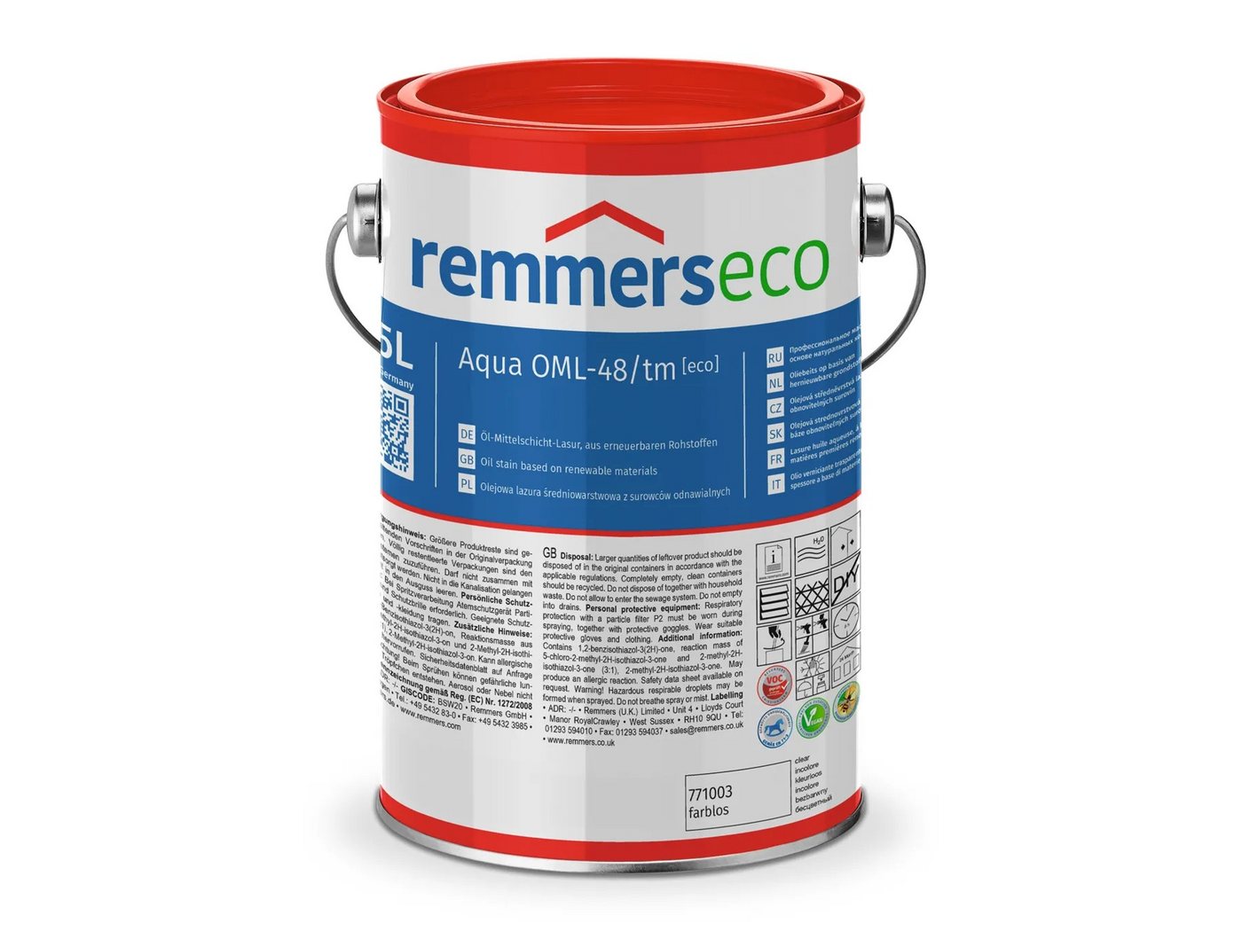 Remmers Holzschutzlasur Aqua OML-48/tm-Öl-Mittelschicht-Lasur [eco] von Remmers