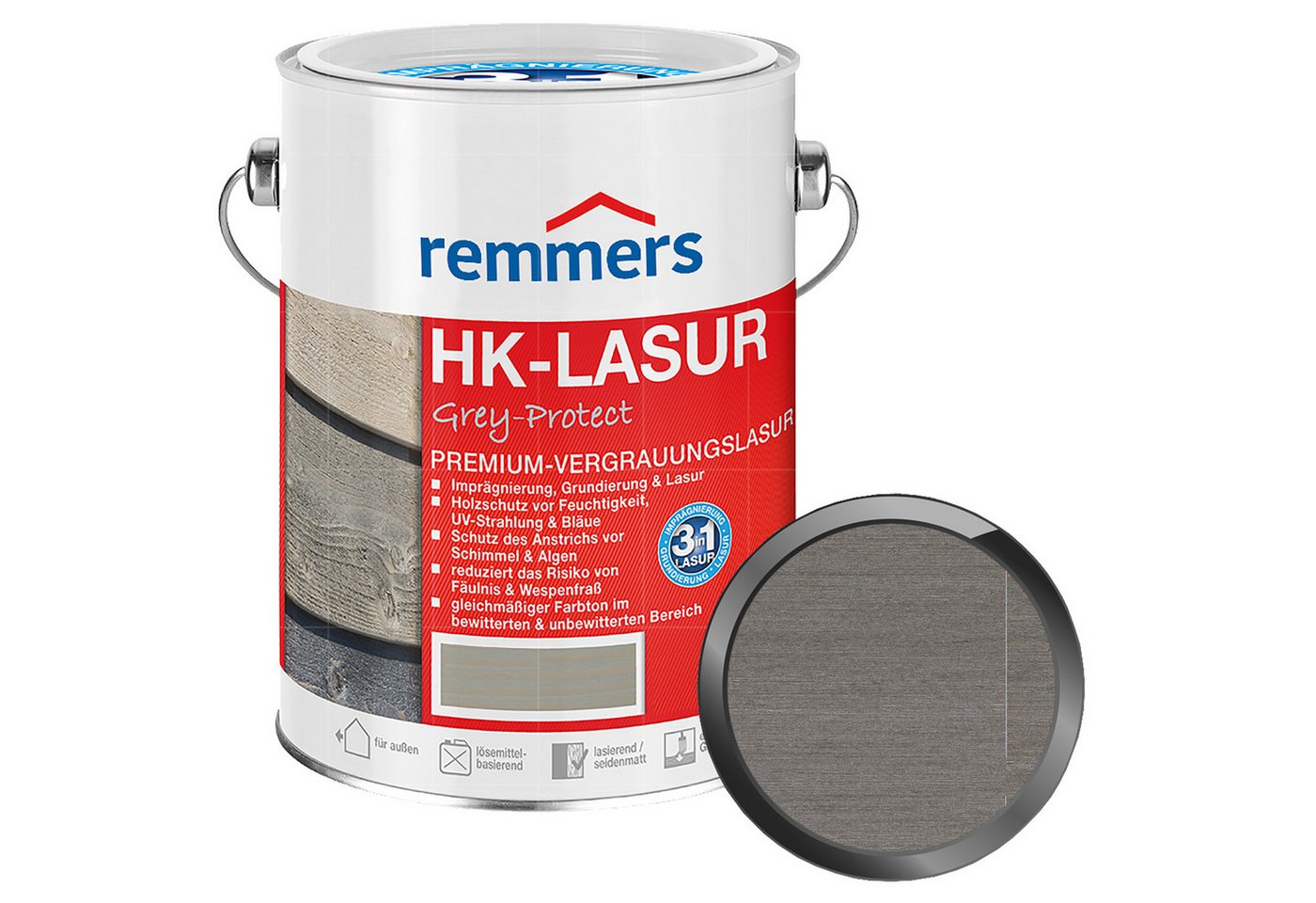 Remmers Holzschutzlasur HK-LASUR GREY-PROTECT - 5 LTR von Remmers