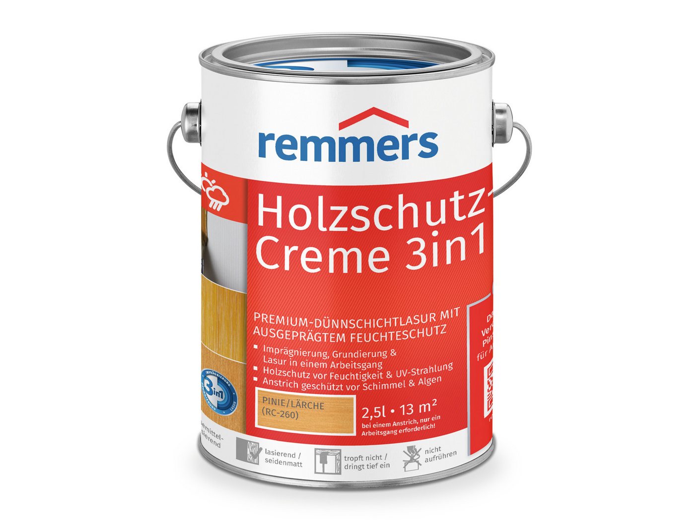 Remmers Holzschutzlasur Holzschutz-Creme 3in1 eiche hell 2,5 Liter von Remmers