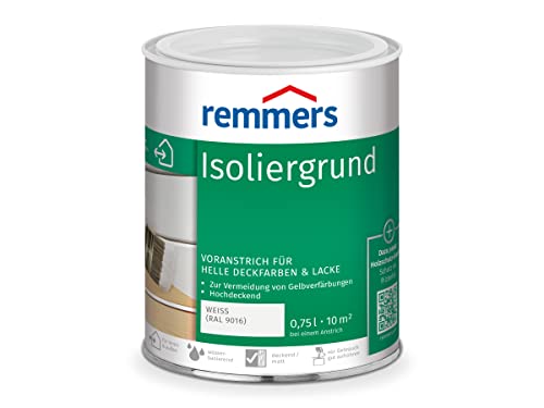 Remmers Isoliergrund weiß (RAL 9016), 0,75 Liter, Sperrgrund, wirkt gegen Holzinhaltsstoffe, verhindert Gelbverfärbungen, hochdeckend, atmungsaktiv von Remmers