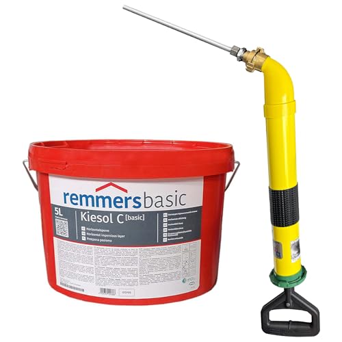 Remmers KIESOL C Injektionscreme Horizontalsperre Wand Abdichtung Lösemittelfreie Silancreme für Horizontalsperren gegen aufsteigende Mauerwerksfeuchtigkeit (5 l mit Mörtelspritze) von Remmers