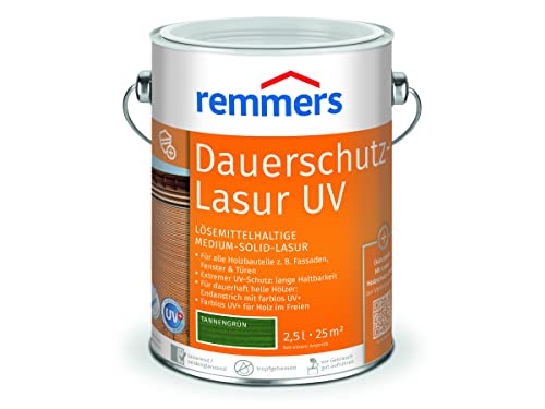Remmers Dauerschutz-Lasur UV tannengrün, 2,5 Liter, Holz UV-Schutz für außen, auch für helle Farbtöne und farblos UV+, blockfest, wetterbeständig Remmers Dauerschutz-Lasur UV tannengrün, 2,5 Liter, Holz UV-Schutz für außen, auch für helle Farbtöne und farblos UV+, blockfest, wetterbeständig von Remmers