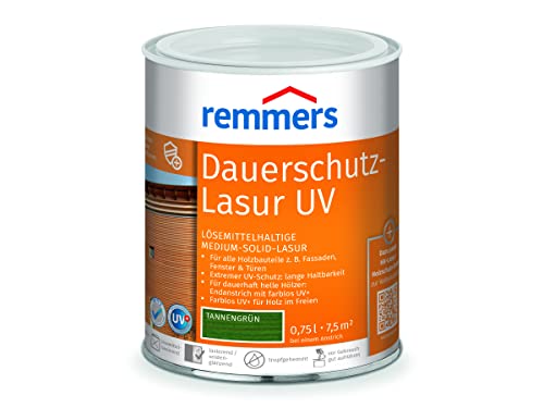 Remmers Dauerschutz-Lasur UV tannengrün, 0,75 Liter, Holz UV-Schutz für außen, auch für helle Farbtöne und farblos UV+, blockfest, wetterbeständig Remmers Dauerschutz-Lasur UV tannengrün, 0,75 Liter, Holz UV-Schutz für außen, auch für helle Farbtöne und farblos UV+, blockfest, wetterbeständig von Remmers