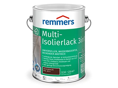 Remmers Multi-Lack 3in1 nussbraun (RAL 8011), 2,5 Liter, Wetterschutzfarbe, Metallschutzlack & Buntlack auf Wasserbasis für Holz, Metall & PVC von Remmers