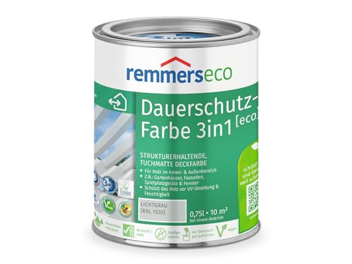 Remmers Dauerschutz-Farbe 3in1 [eco] lichtgrau (RAL 7035), 0,75 Liter,für innen und außen, 3in1: Isoliergrund, Zwischen- und Schlussbeschichtung von Remmers