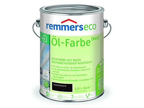 Remmers Öl-Farbe [eco] tabakbraun, 2,5 Liter, Öko Farbe für Holz innen und außen, mit 3fach Schutz, nachhaltig, umweltfreundlich von Remmers