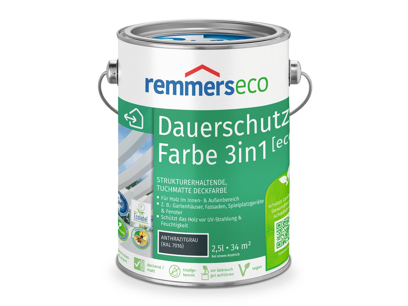 Remmers Ölfarbe Öl-Farbe [eco] anthrazitgrau (RAL 7016) 2,5 Liter von Remmers